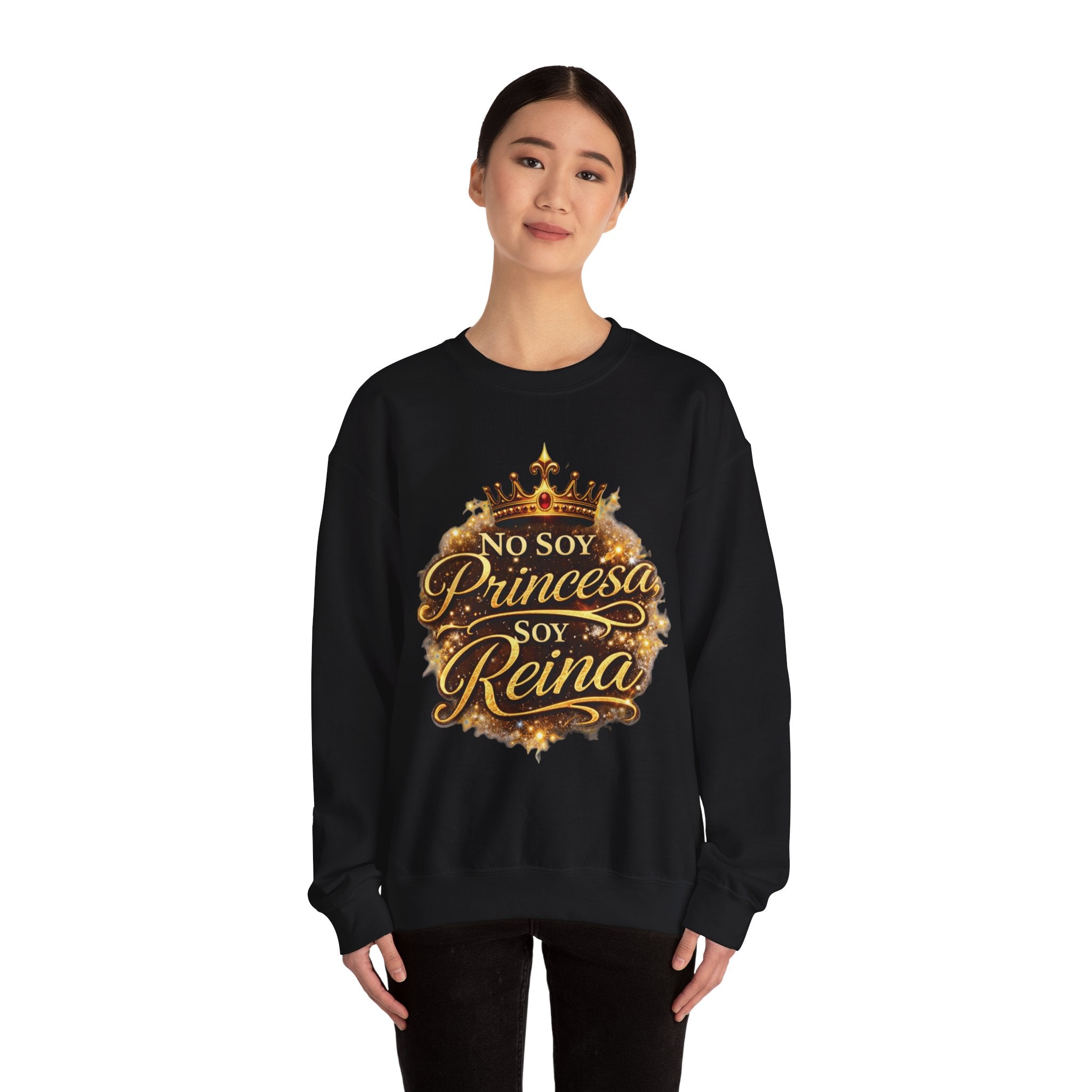 Crewneck Sweatshirt - "No Soy Princesa Soy Reina" Gold Crown Graphic