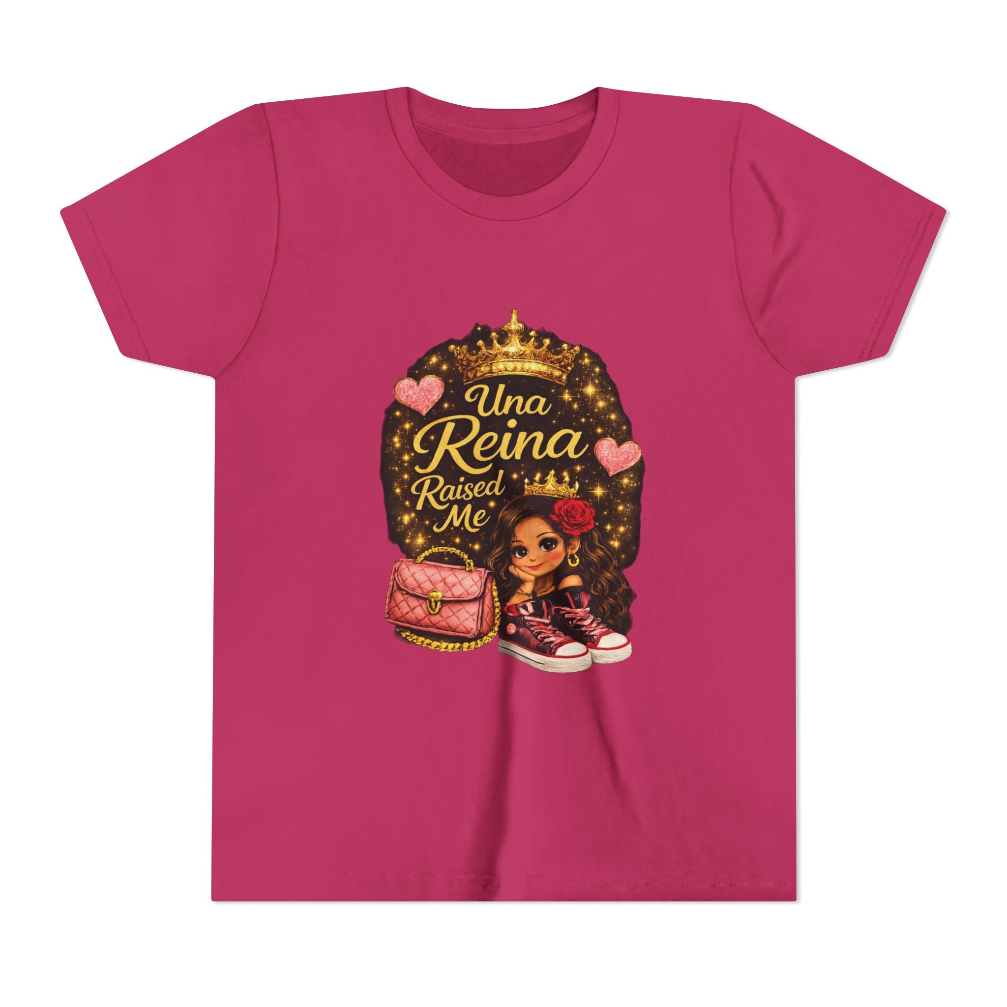 Youth Tee - "Una Reina Raised Me" Cute Princess Graphic Kids Shirt