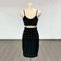 Blue Rivet Bandage Skirt Set