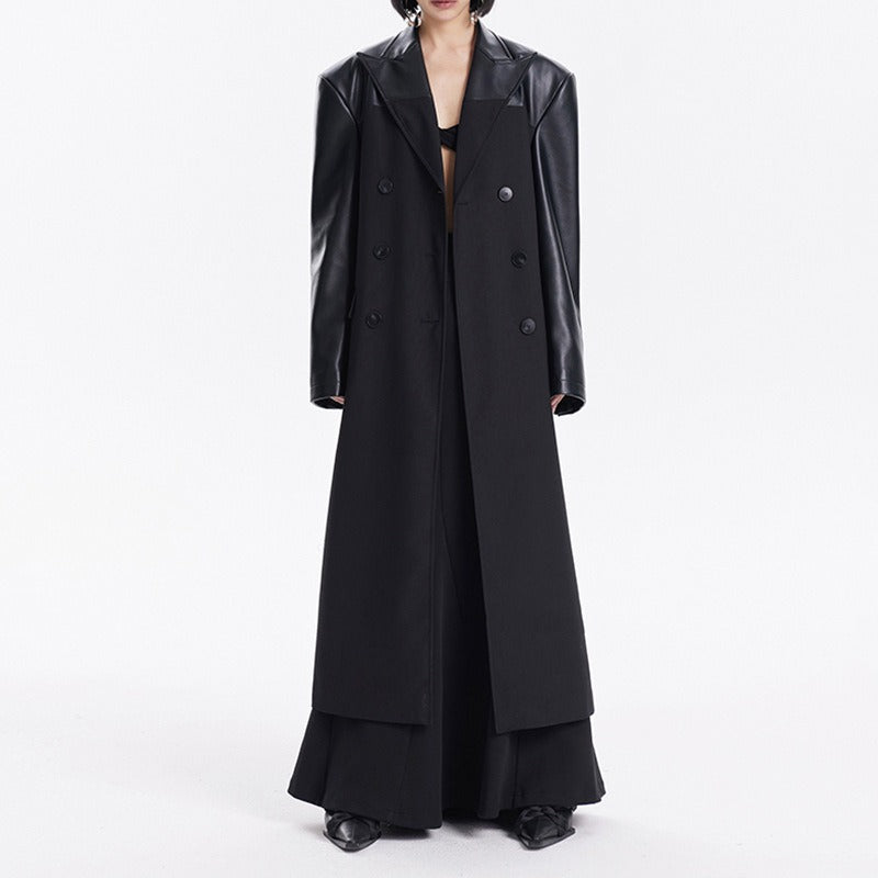 PU-Trim Lapel Jacket