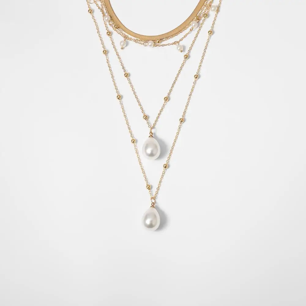 Pearl Tassel Lariat Choker Necklace