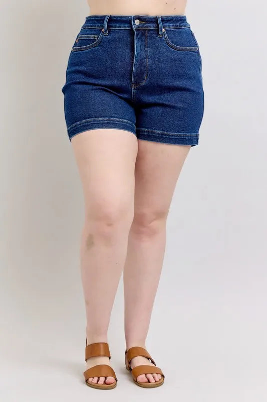 Judy Blue Size Small to 3XL High Waist Tummy Control Denim Shorts