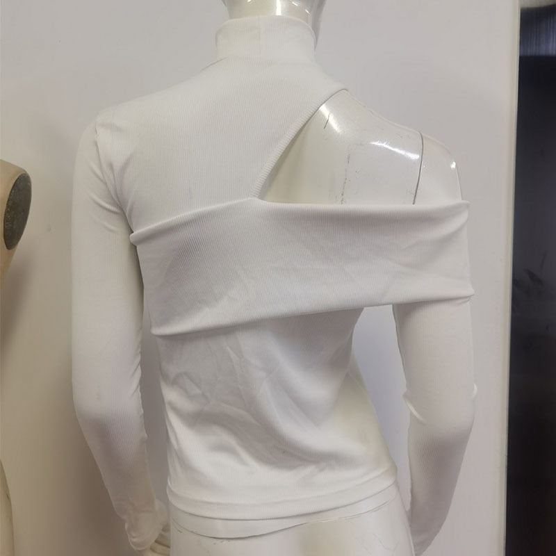 Cutout Turtleneck Fitted Knit Top