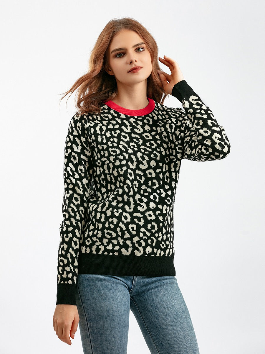 Leopard Jacquard Oversized Sweater
