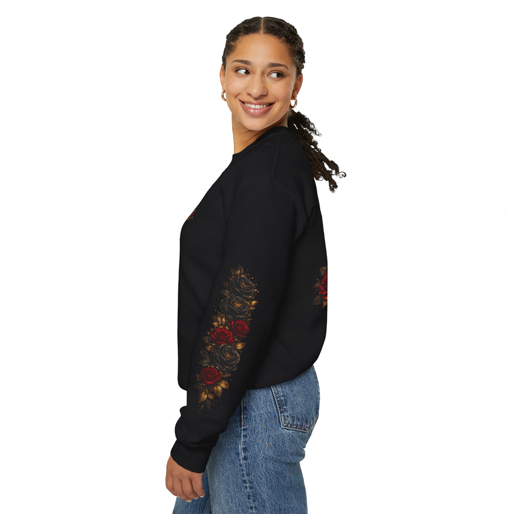 Queen Energy Crewneck Sweatshirt — Floral Crown Rose Graphic