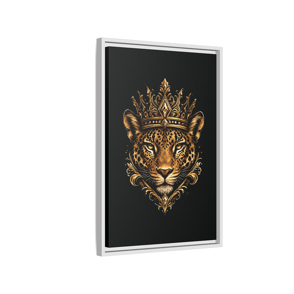 Golden Crowned Jaguar Matte Framed Canvas