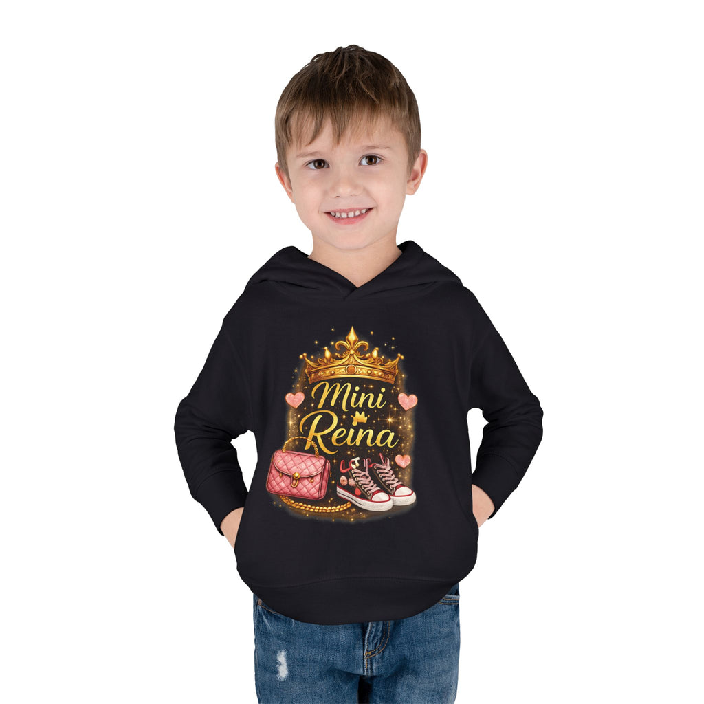 Toddler Hoodie - "Mini Reina" Crown & Shoes Pullover for Baby Girls