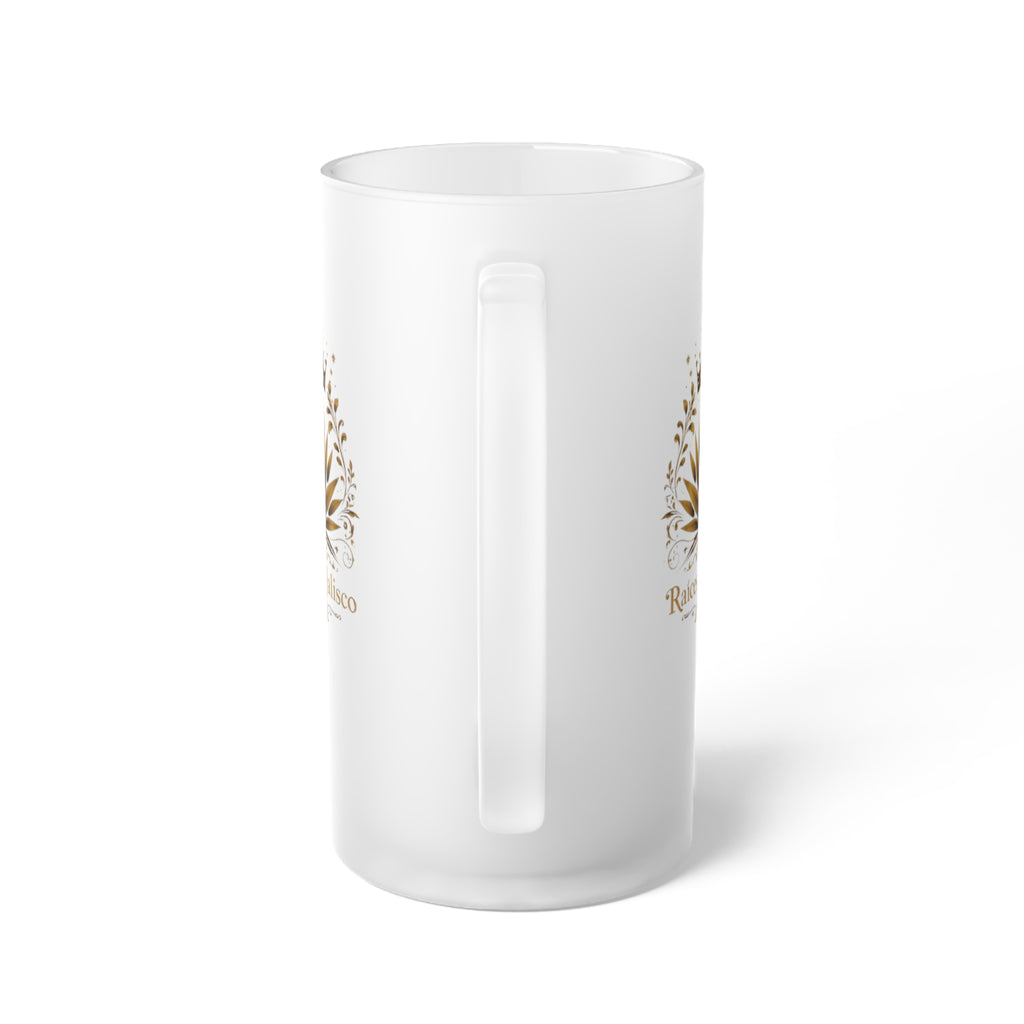 Frosted Beer Mug – 'Raíces de Jalisco' Agave Crest Frosted Glass Stein