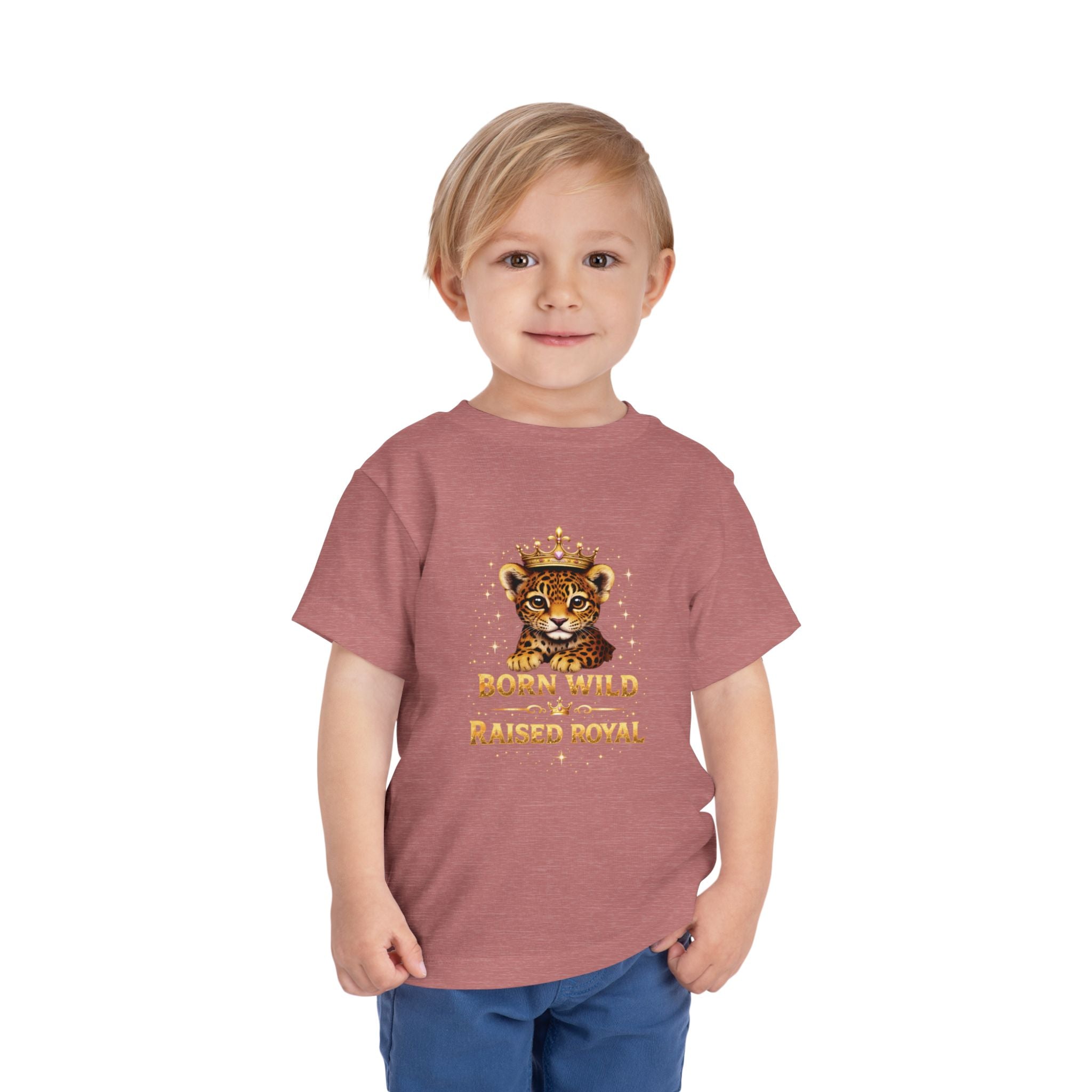 Toddler Tee - "Born Wild Raised Royal" Jaguar Cub Crown Graphic