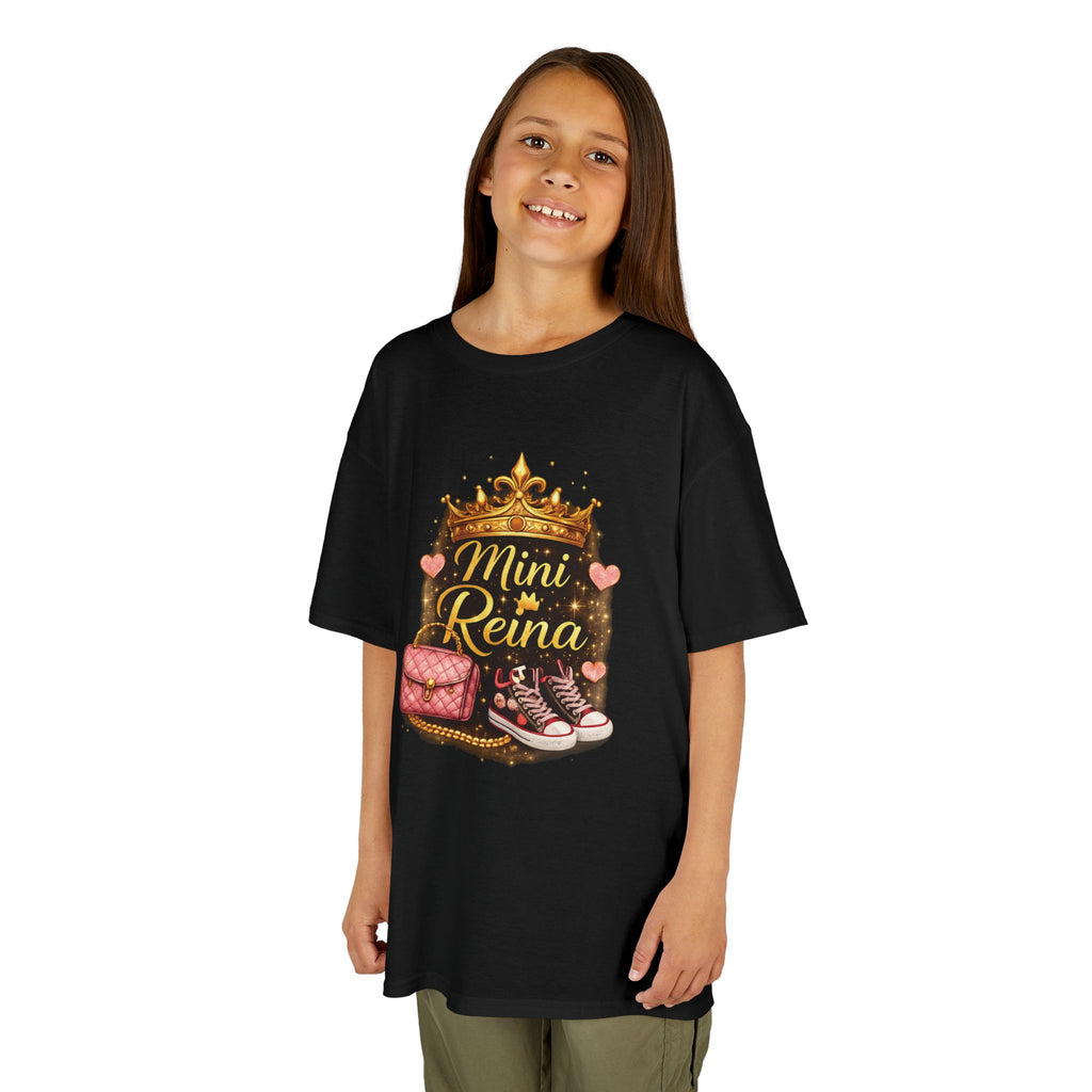 Kids Tee — "Mini Reina" Crown & Shoes Graphic