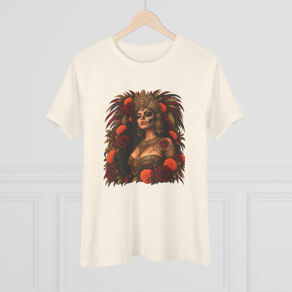 Reina Azteca: Entre Rosas y Cempasúchil | Women's Cotton Tee