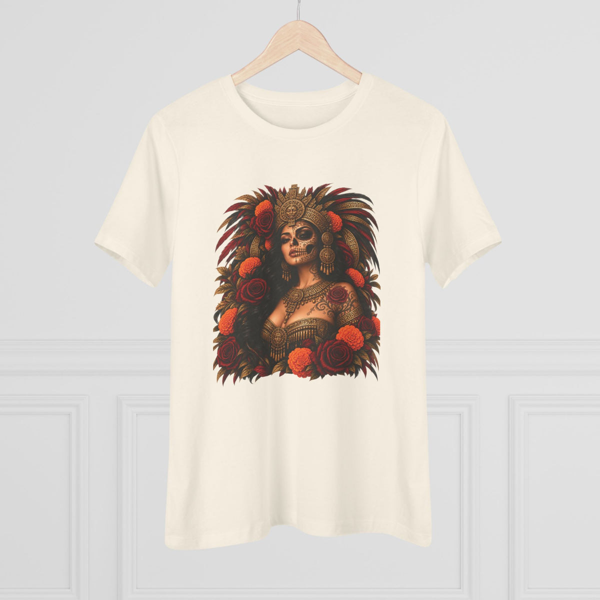 Reina Azteca: Entre Rosas y Cempasúchil | Women's Cotton Tee