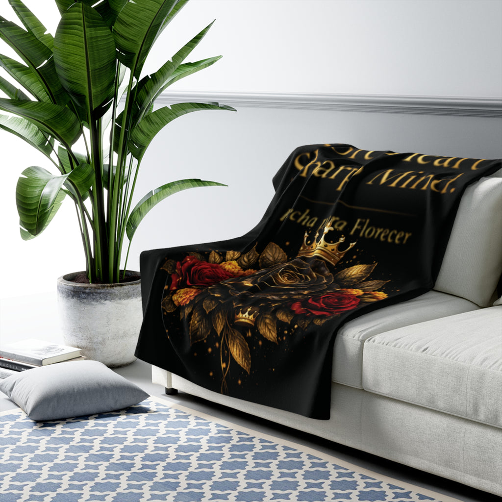 Soft Heart Sharp Mind Sherpa Blanket – Crown & Rose Luxe Throw (Hecha para Florecer)