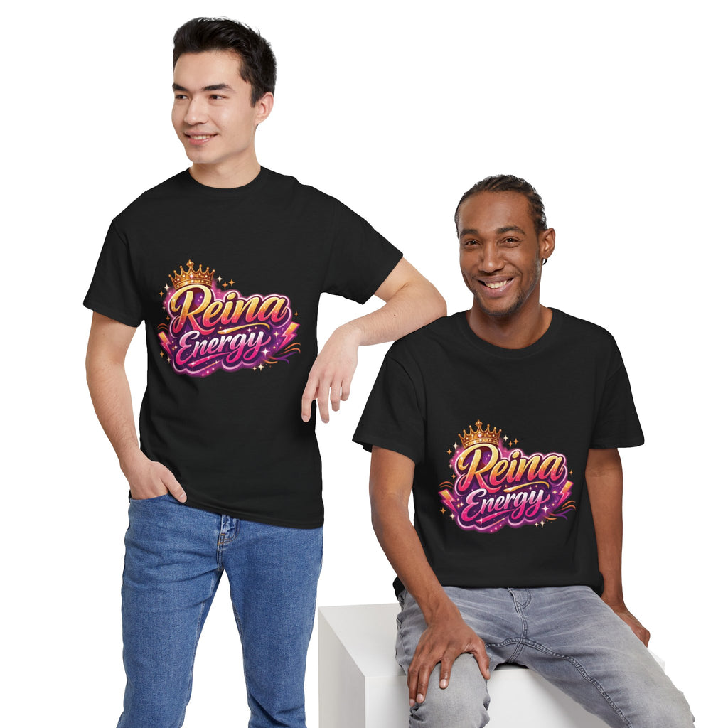 Reina Energy Tee | Crown Script Logo, Vibrant Retro Colors