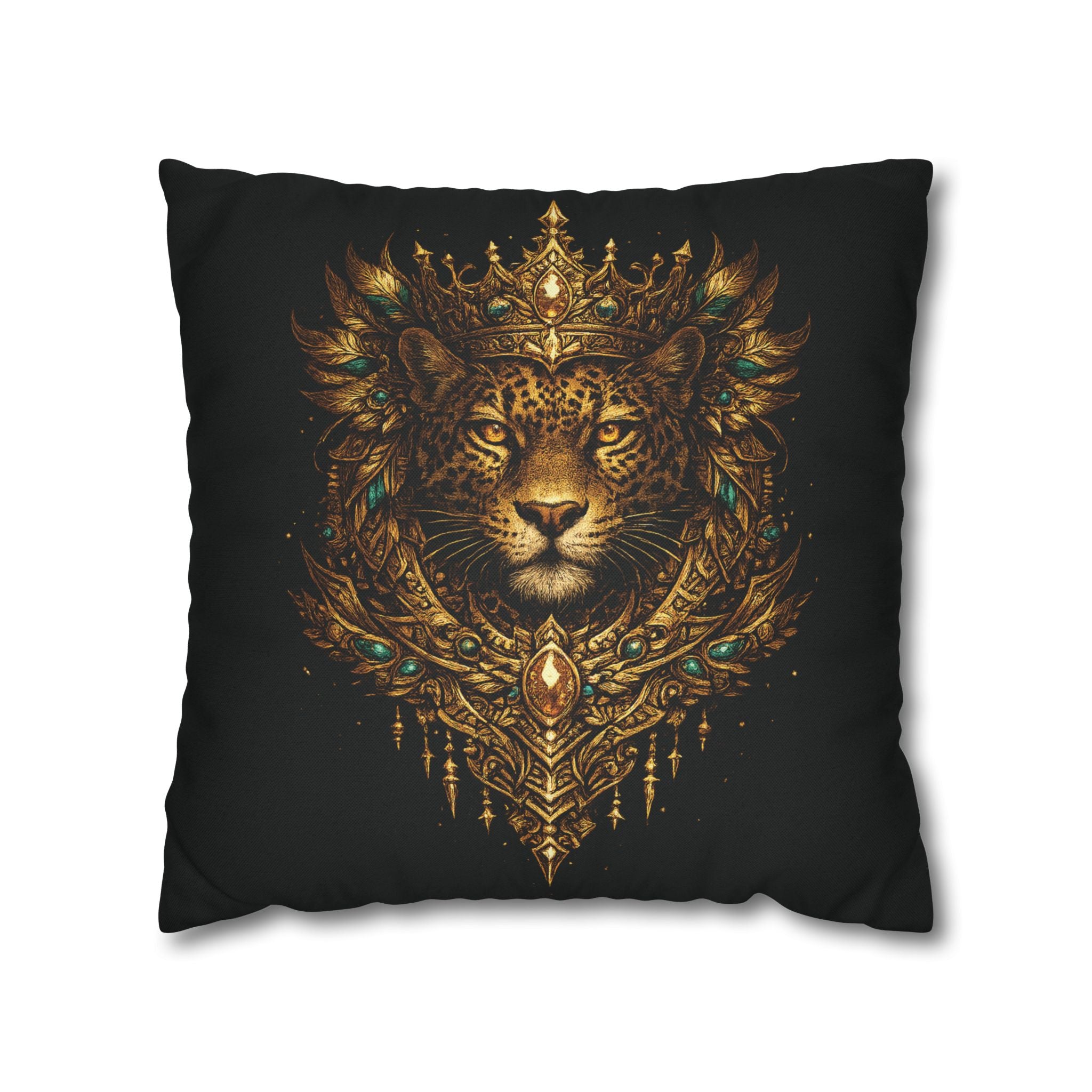 Golden Crowned Jaguar Decorative Pillow case