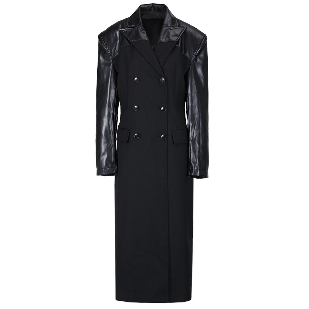 PU-Trim Lapel Jacket