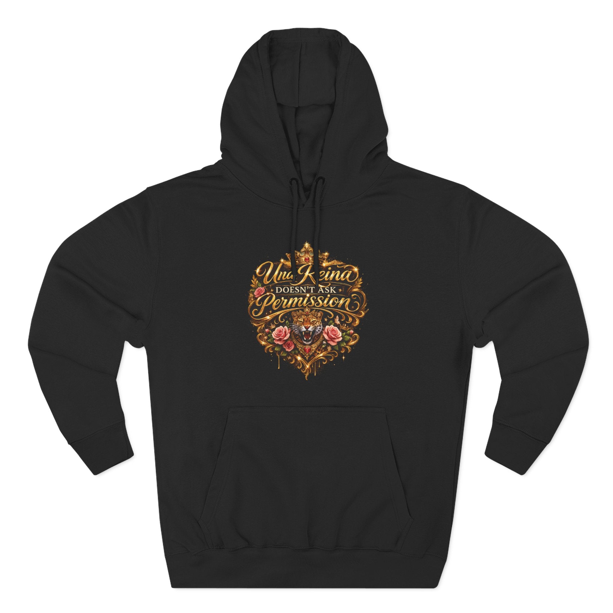 Una Reina Doesn't Ask Permission hoodie | Floral Script Graphic