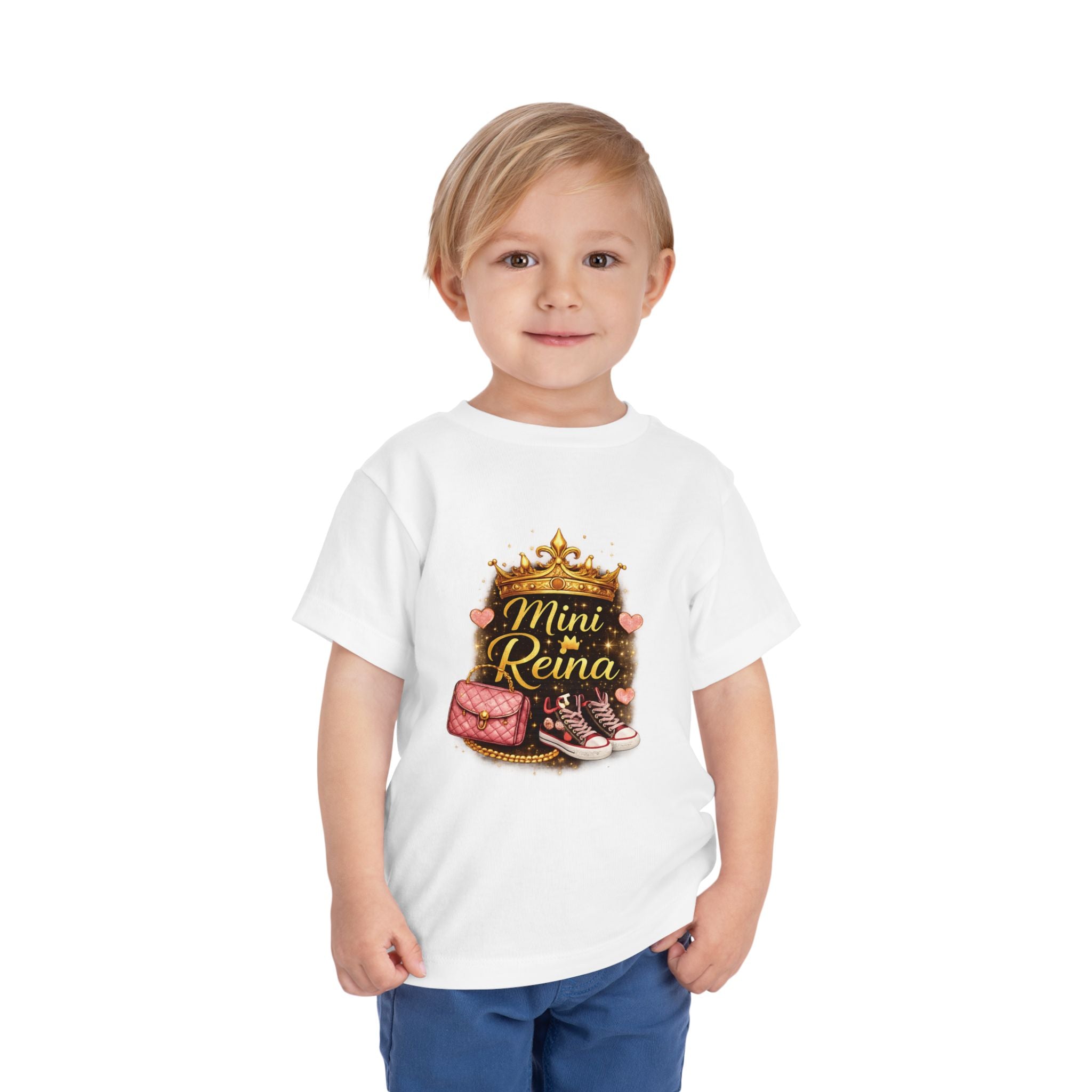Toddler Tee — "Mini Reina" Crown Design | Crown, Pink Sneakers & Purse Graphic