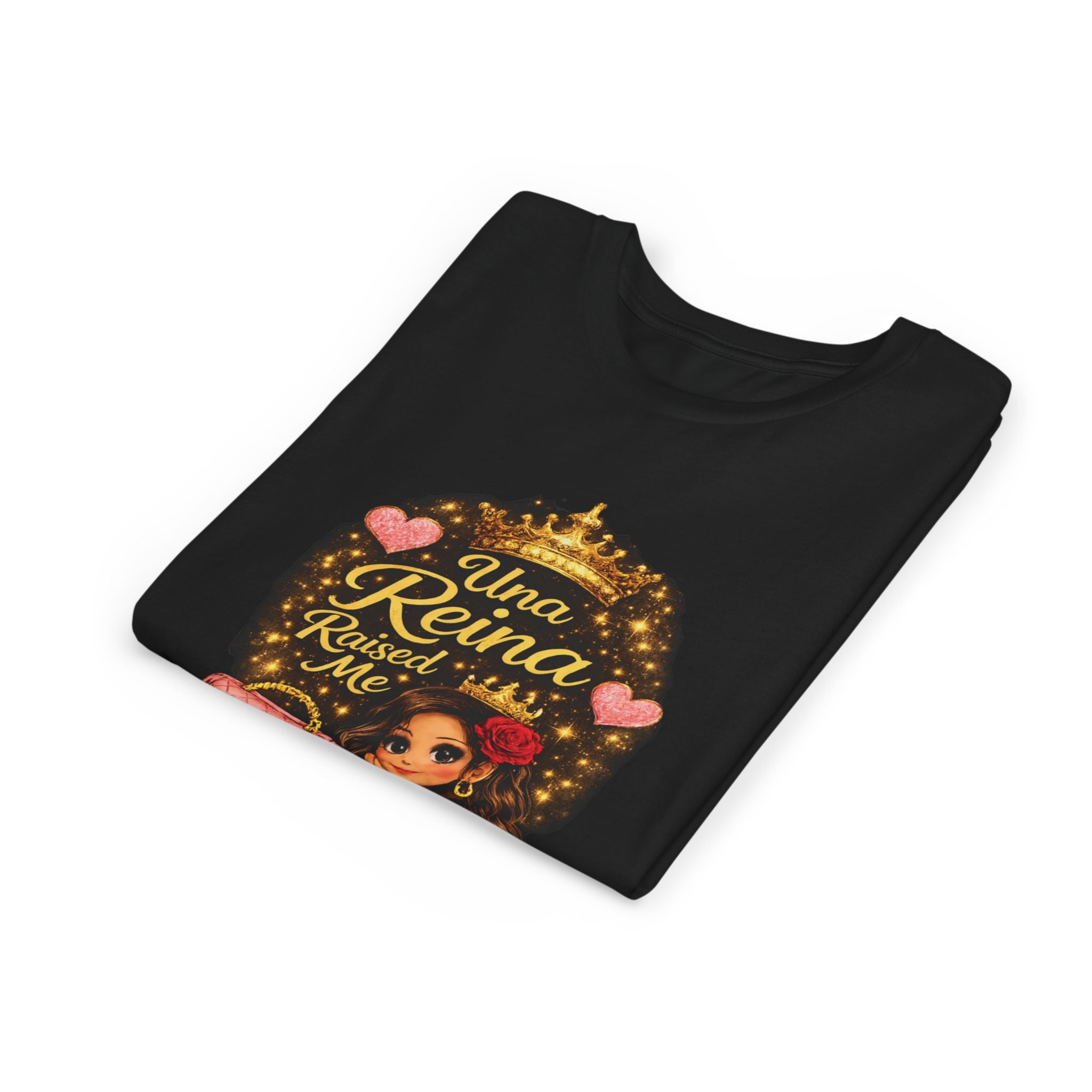 Youth Tee - "Una Reina Raised Me" Cute Princess Graphic Kids Shirt