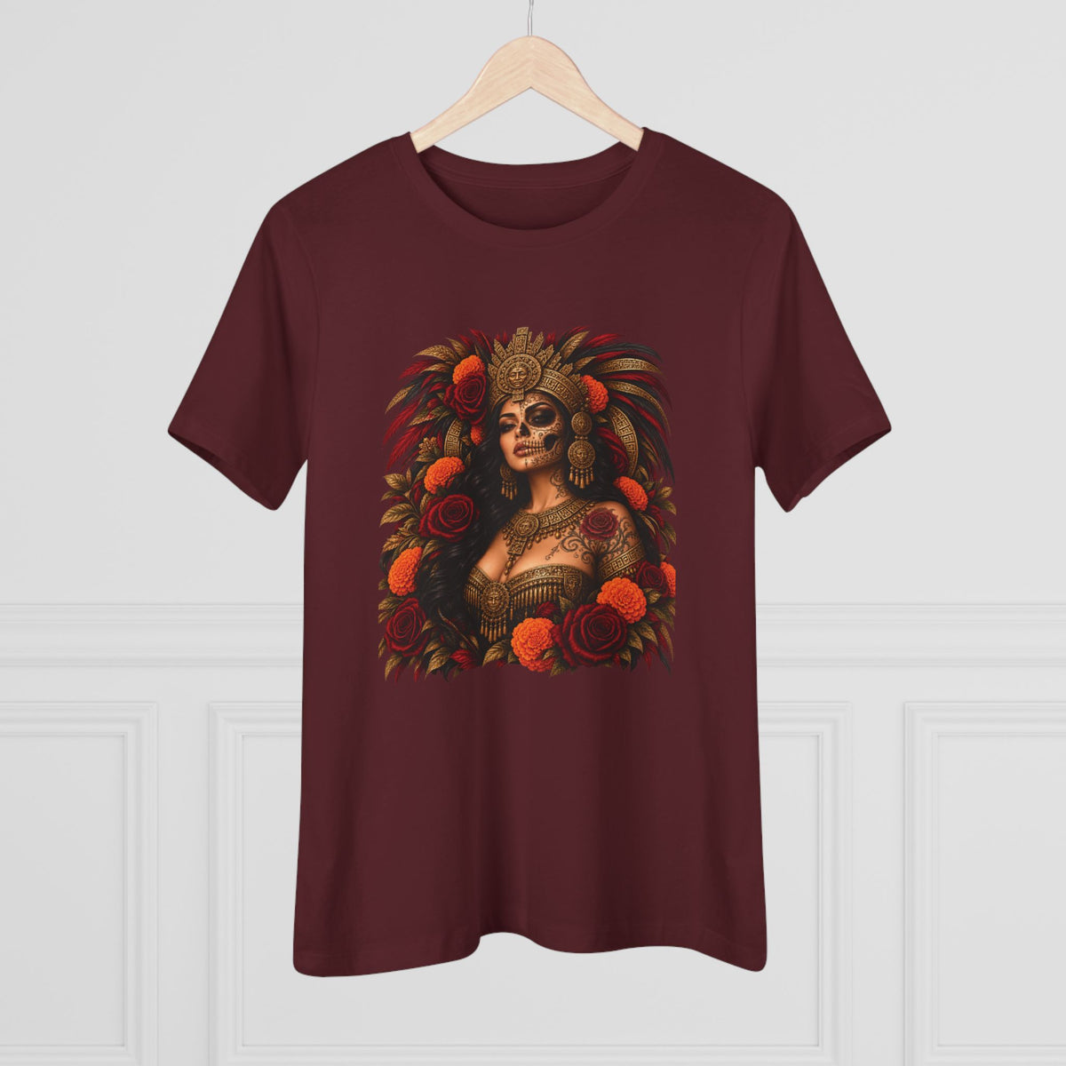 Reina Azteca: Entre Rosas y Cempasúchil | Women's Cotton Tee
