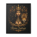 Reina Salvaje Matte Framed Canvas Art — Golden Goddess & Tiger Wall Decor