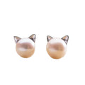 Luxe Cat-shaped Pearl Stud Earrings Elegant