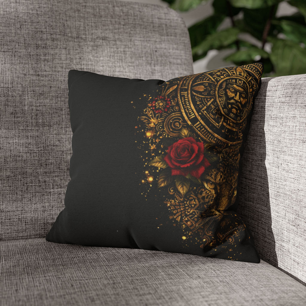 Reina Azteca Pillowcase — Rose Decorative Throw Pillow