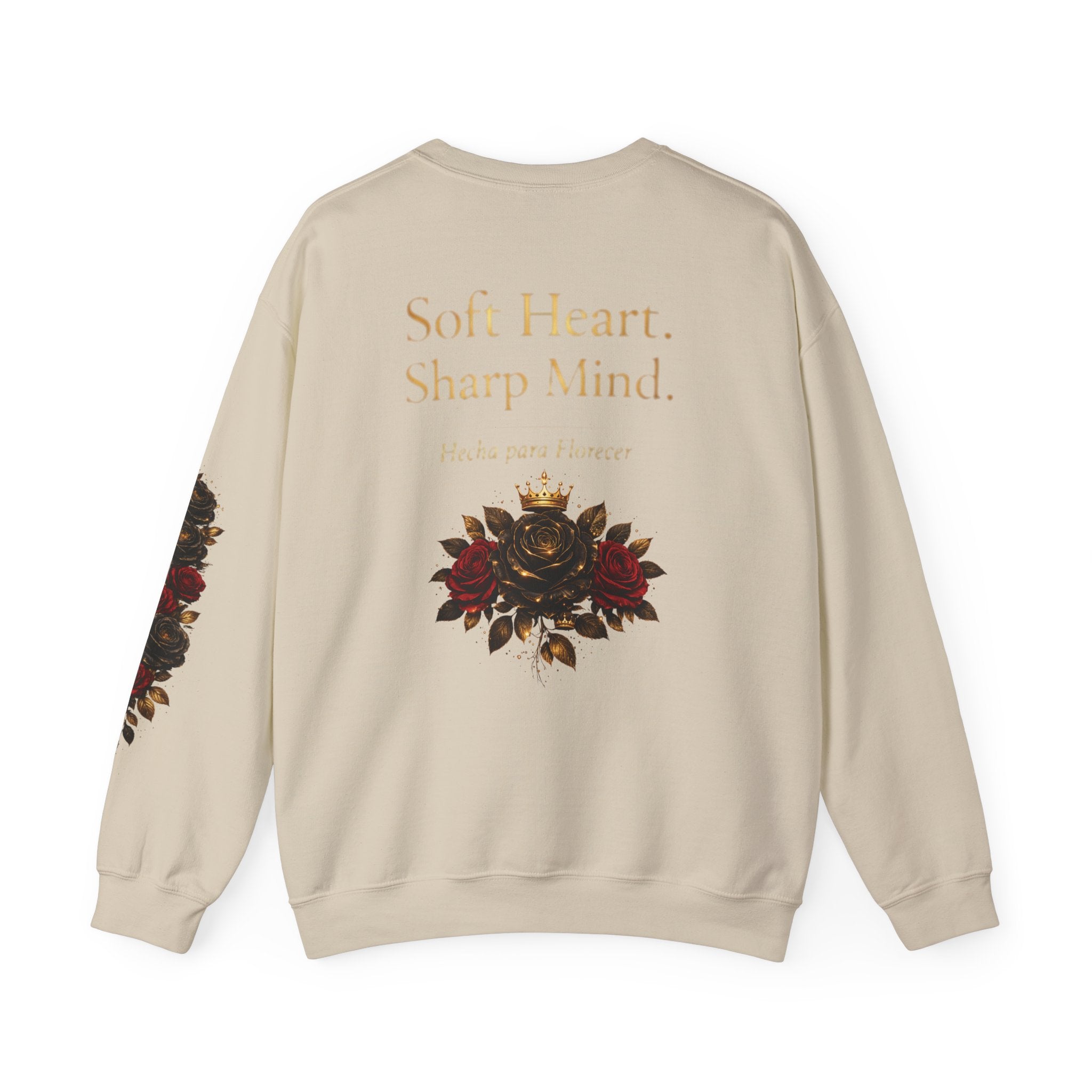 “Soft Heart. Sharp Mind.” Floral Crest Crewneck