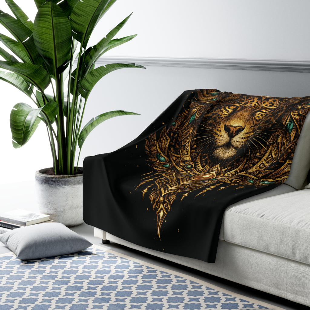 Regal Jaguar King Sherpa Blanket — Luxurious Fleece Throw