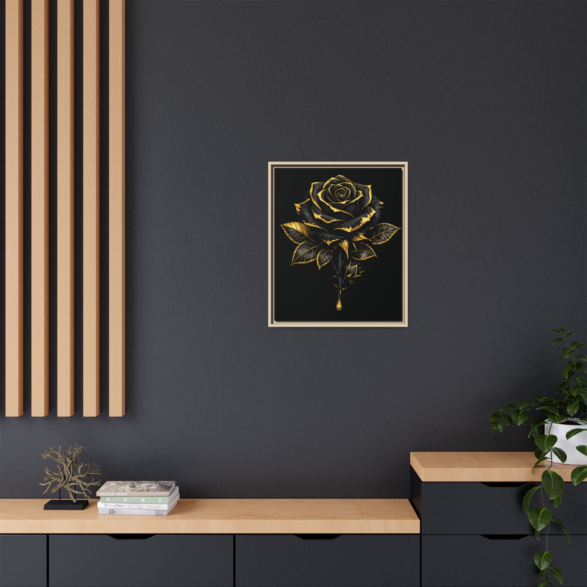 “Bloom Into Power – Gold Rose Canvas” Matte Canvas Wall Art