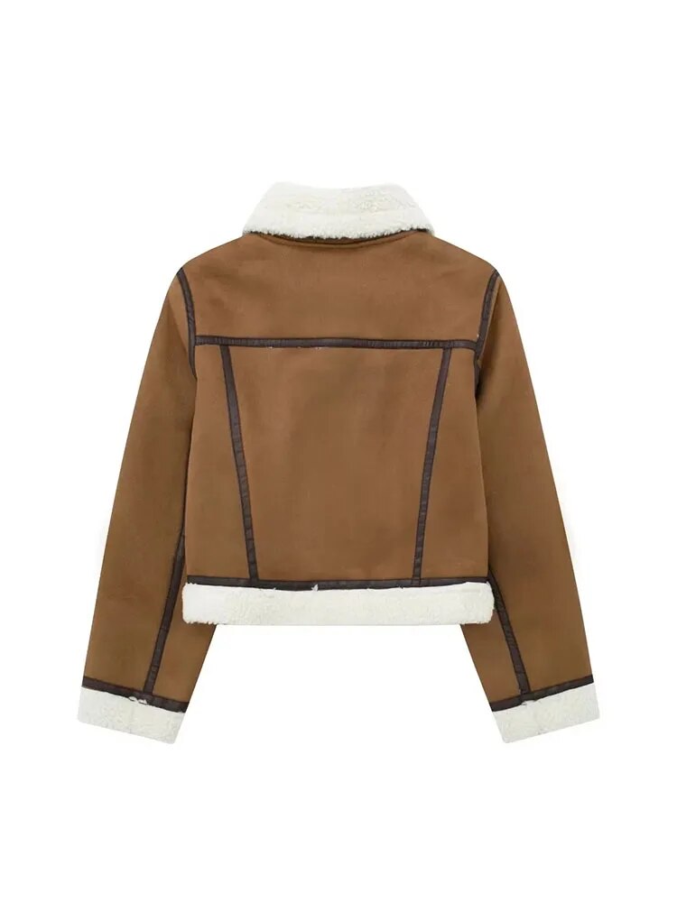 Faux Shearling Moto Jacket with Belt