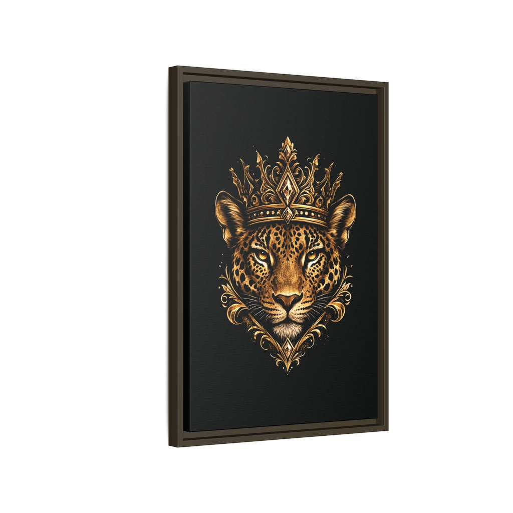 Golden Crowned Jaguar Matte Framed Canvas