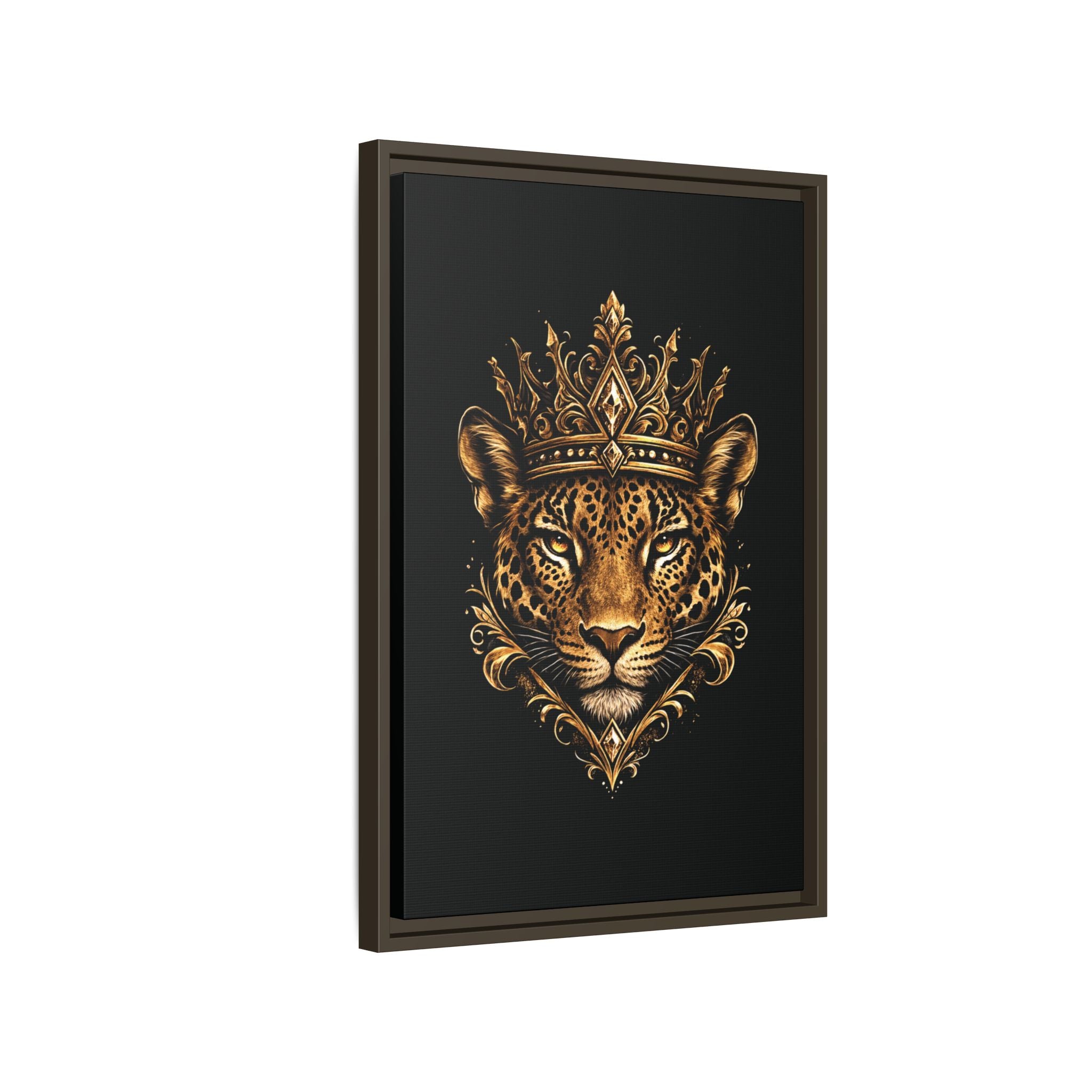 Golden Crowned Jaguar Matte Framed Canvas