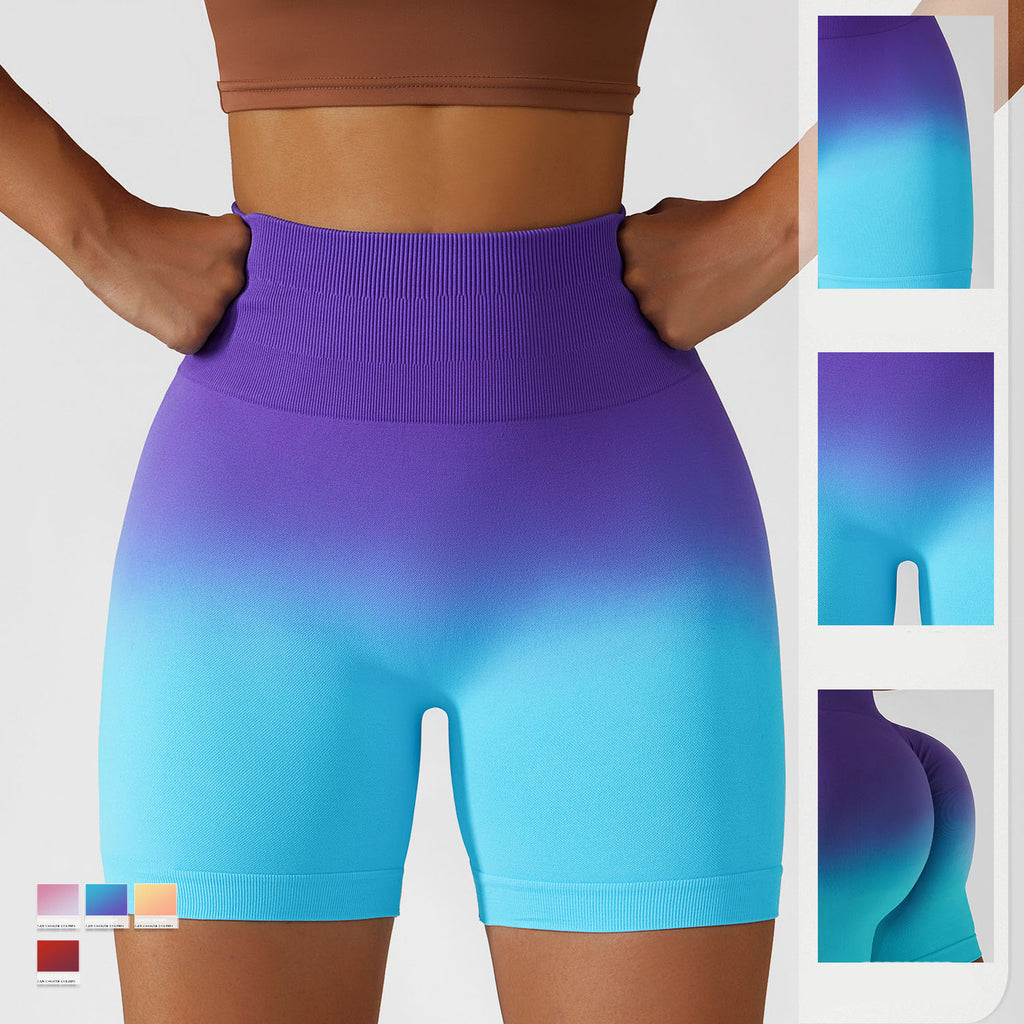 Seamless Gradient High-Waist Yoga Shorts