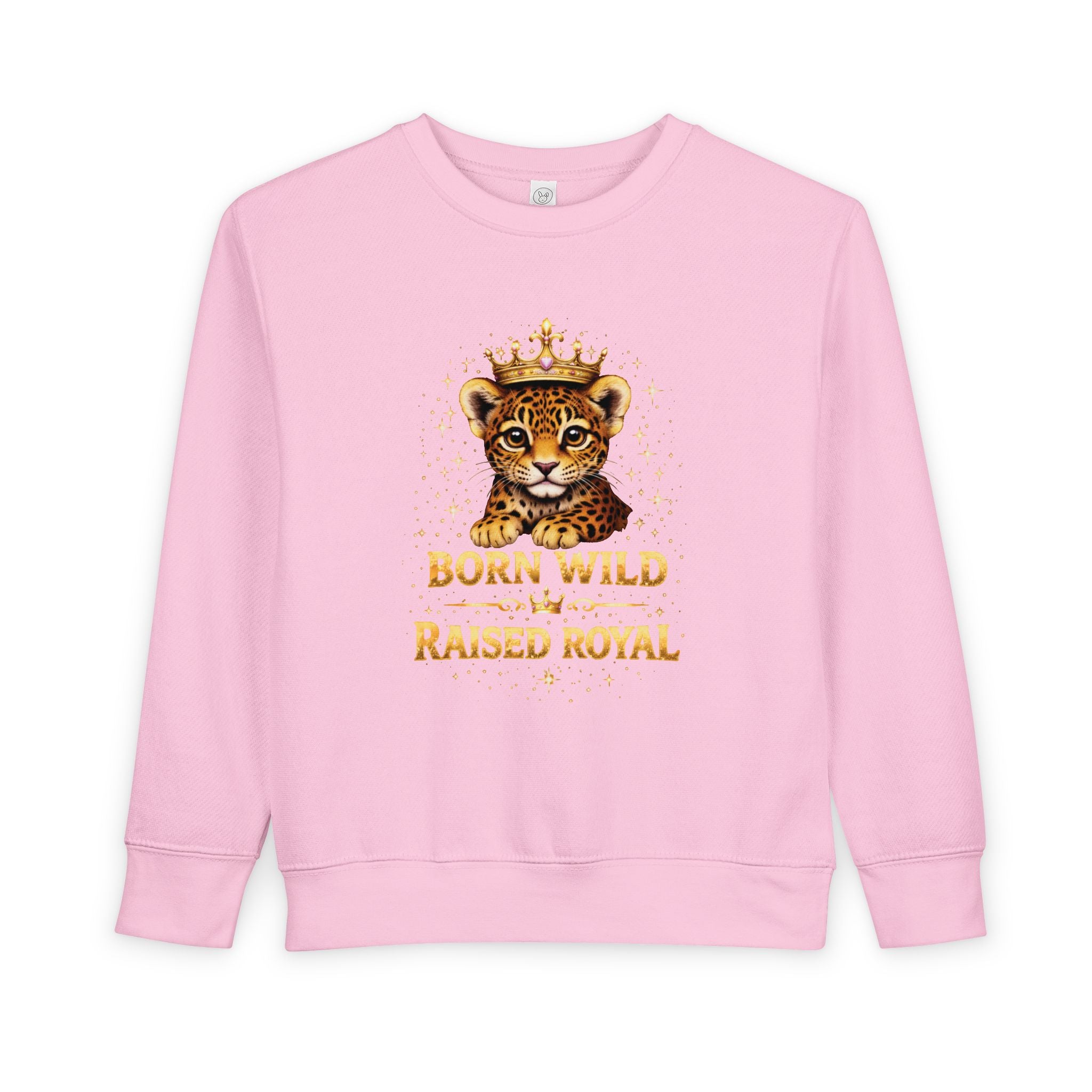 Toddler Sweatshirt - "Born Wild Raised Royal" Jaguar Cub Crowned Crewneck