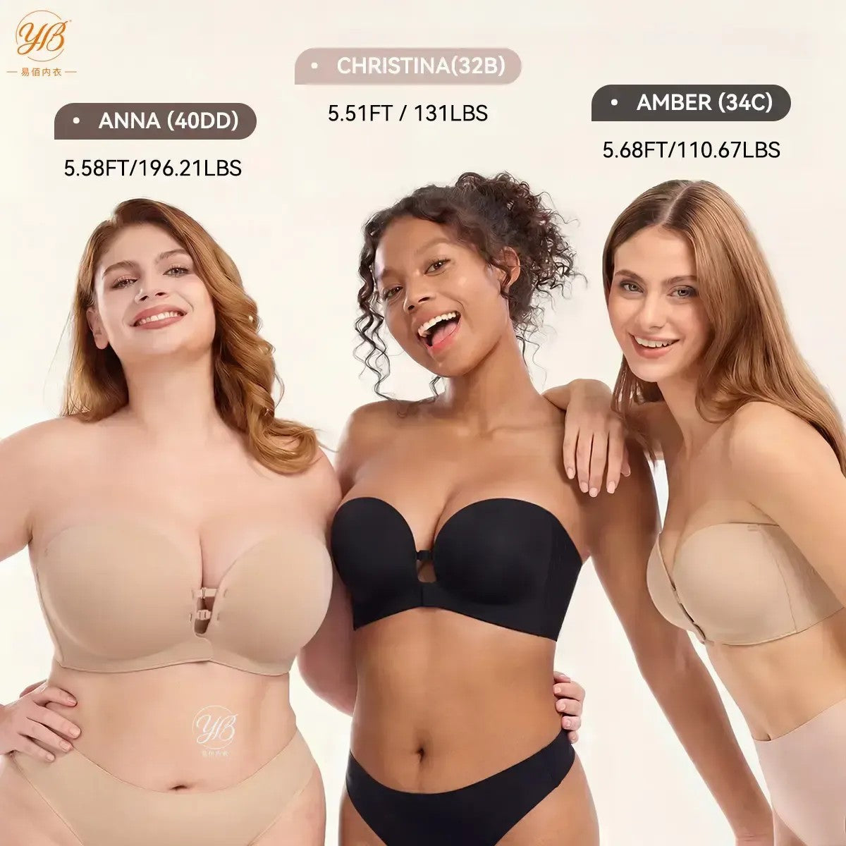Wireless Strapless Front-Closure Bra