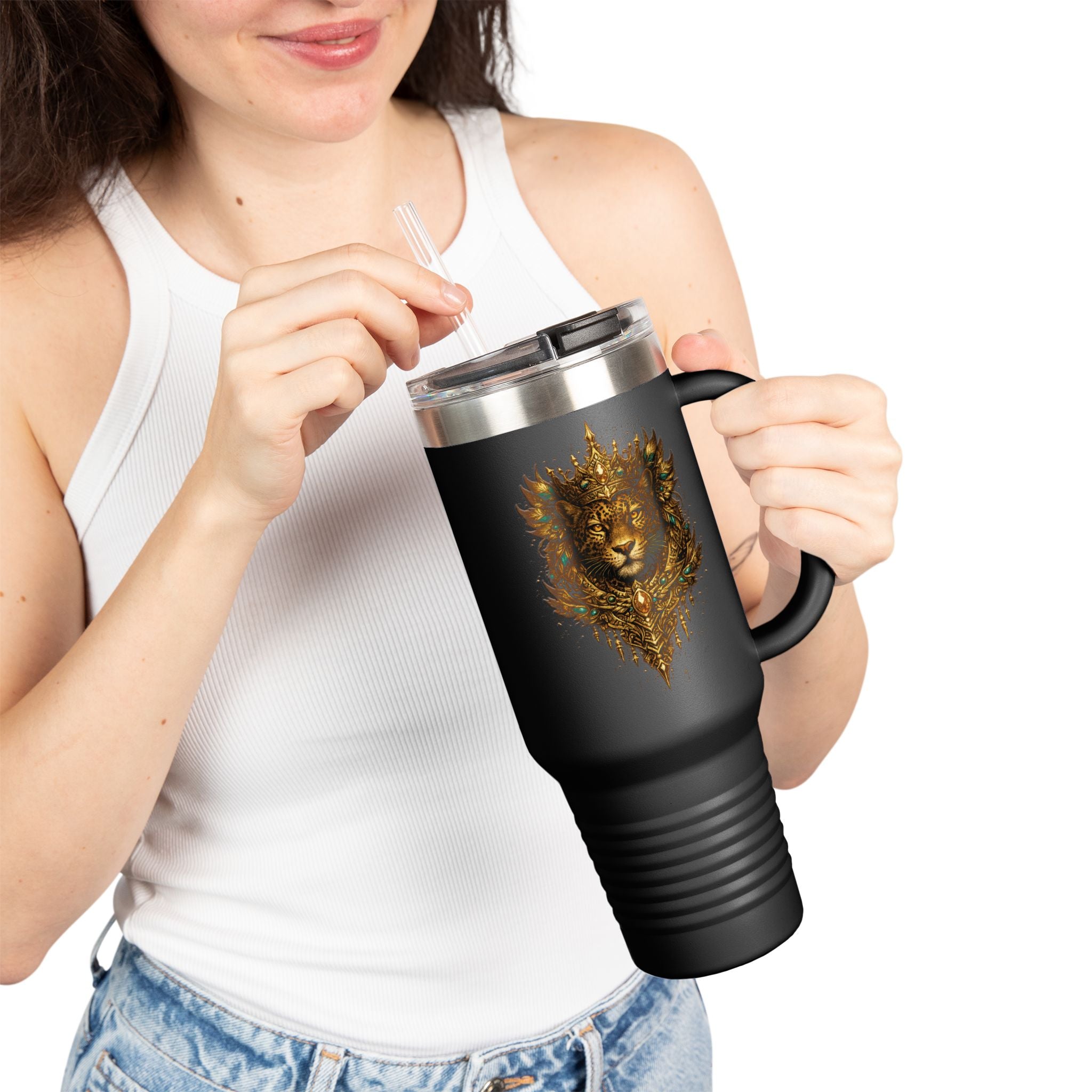Golden Crowned Jaguar 40oz Insulated Travel Mug