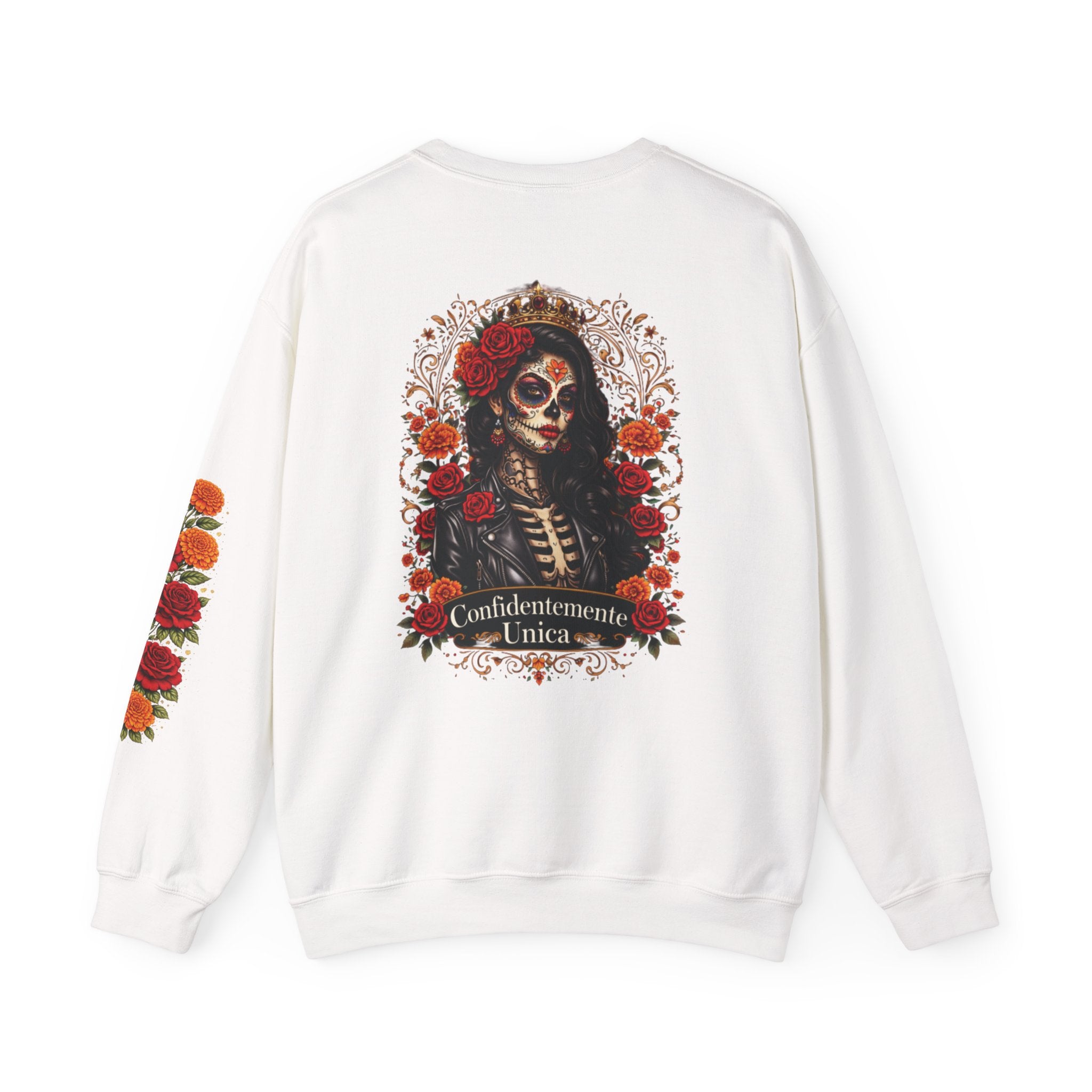 "Confidentemente única" Floral Sugar Skull Pullover Sweatshirt