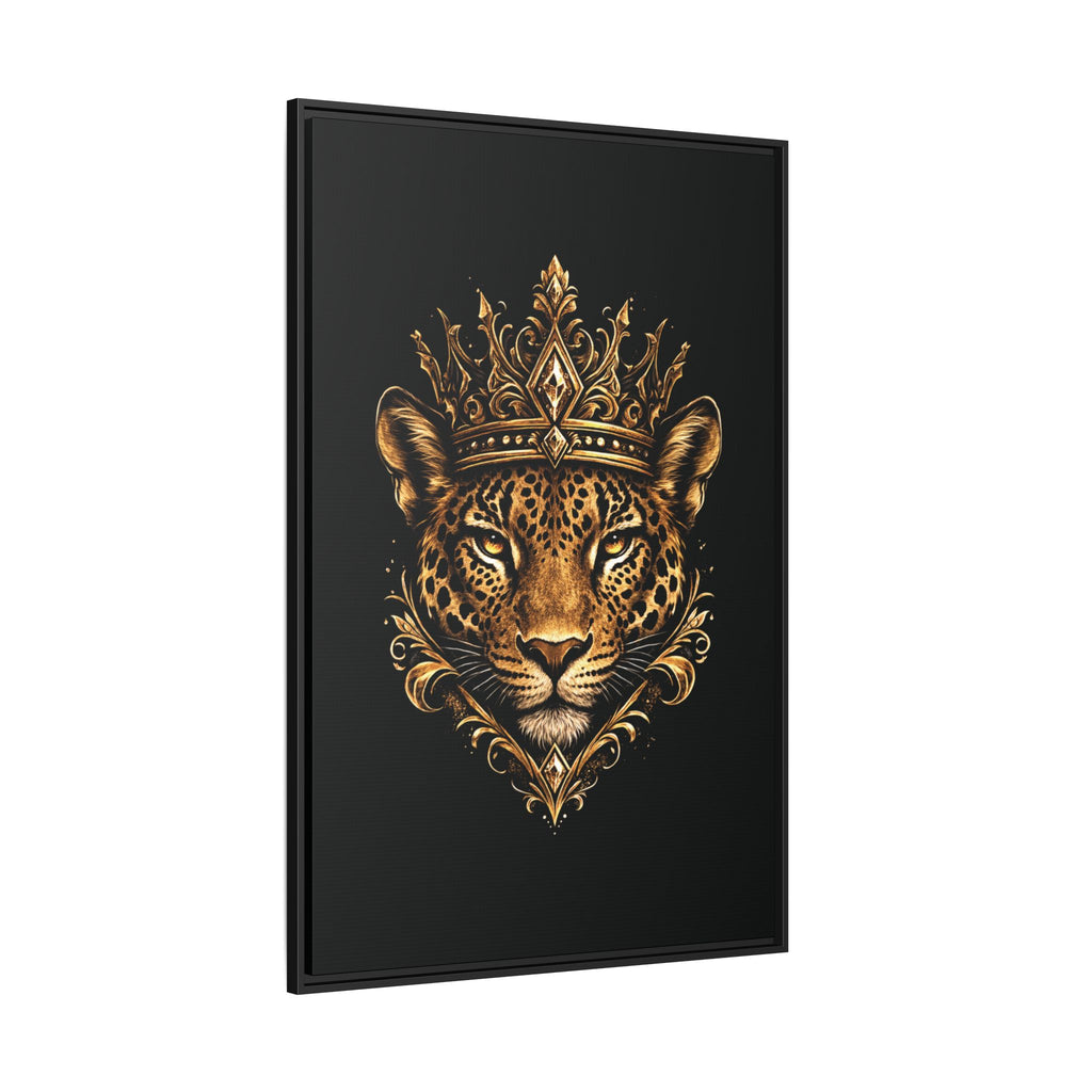 Golden Crowned Jaguar Matte Framed Canvas