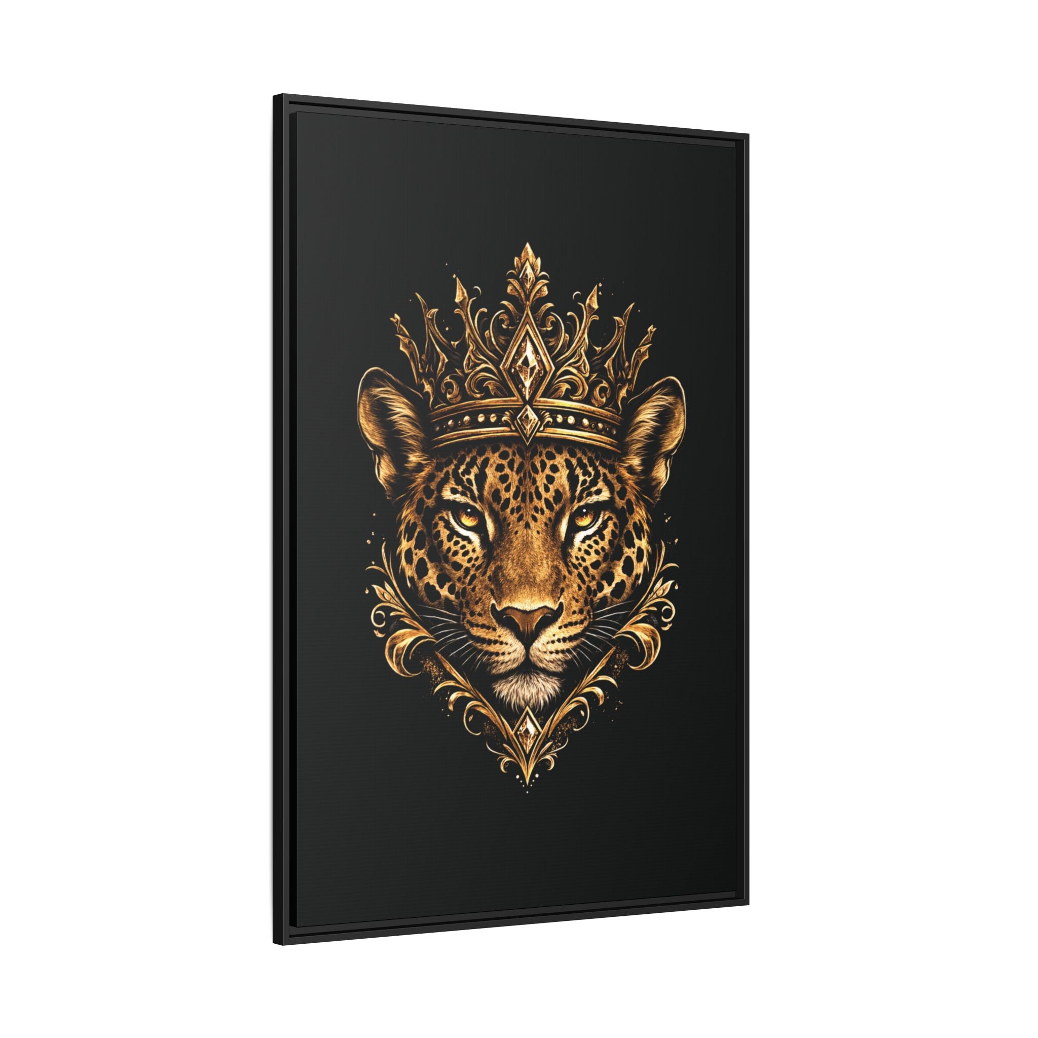 Golden Crowned Jaguar Matte Framed Canvas