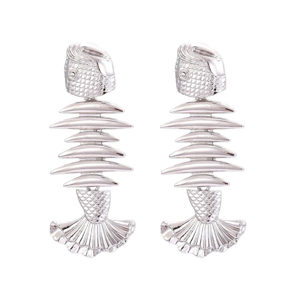 Vintage Fishbone Statement Earrings