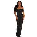 Sheer Mesh Ruched Maxi Dress