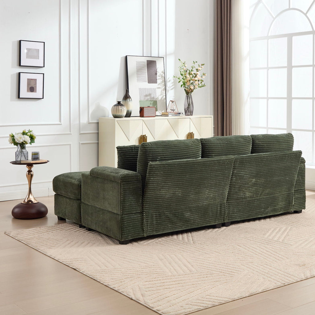 Convertible Sectional Sofa Bed Set with Storage and USB Port - Green
