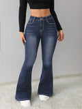 Style High-Waisted Flared Jeans Casual Versatile Denim Flare Pants