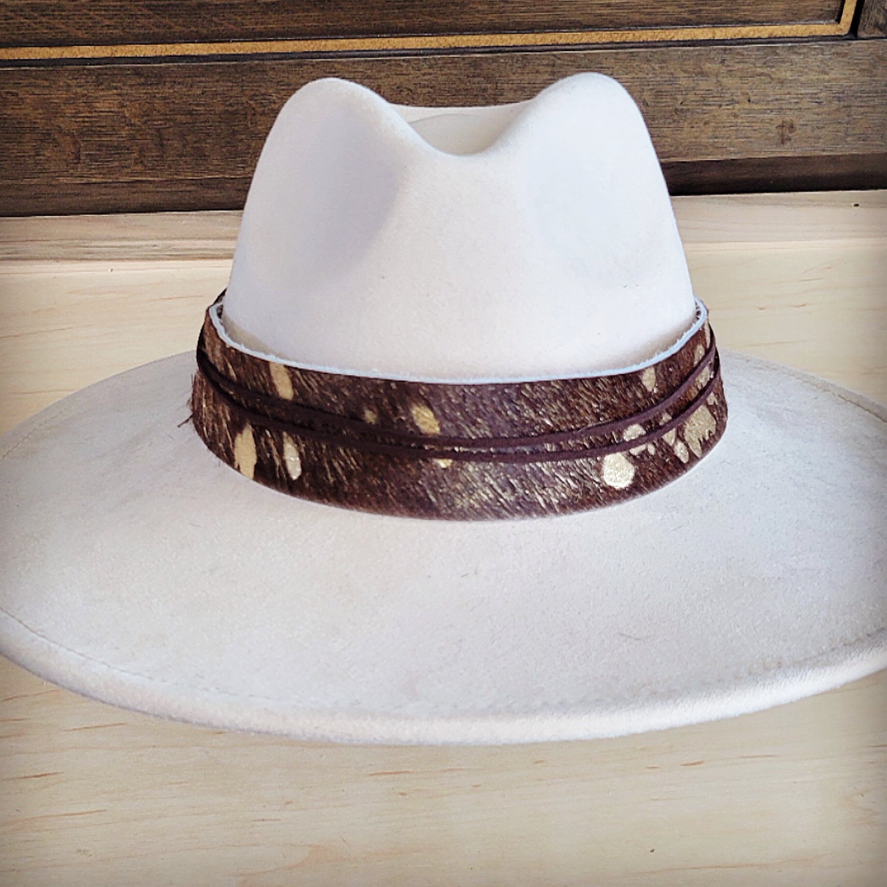 Wide Hair Hide Mixed Metallic Hat Band Only 954e