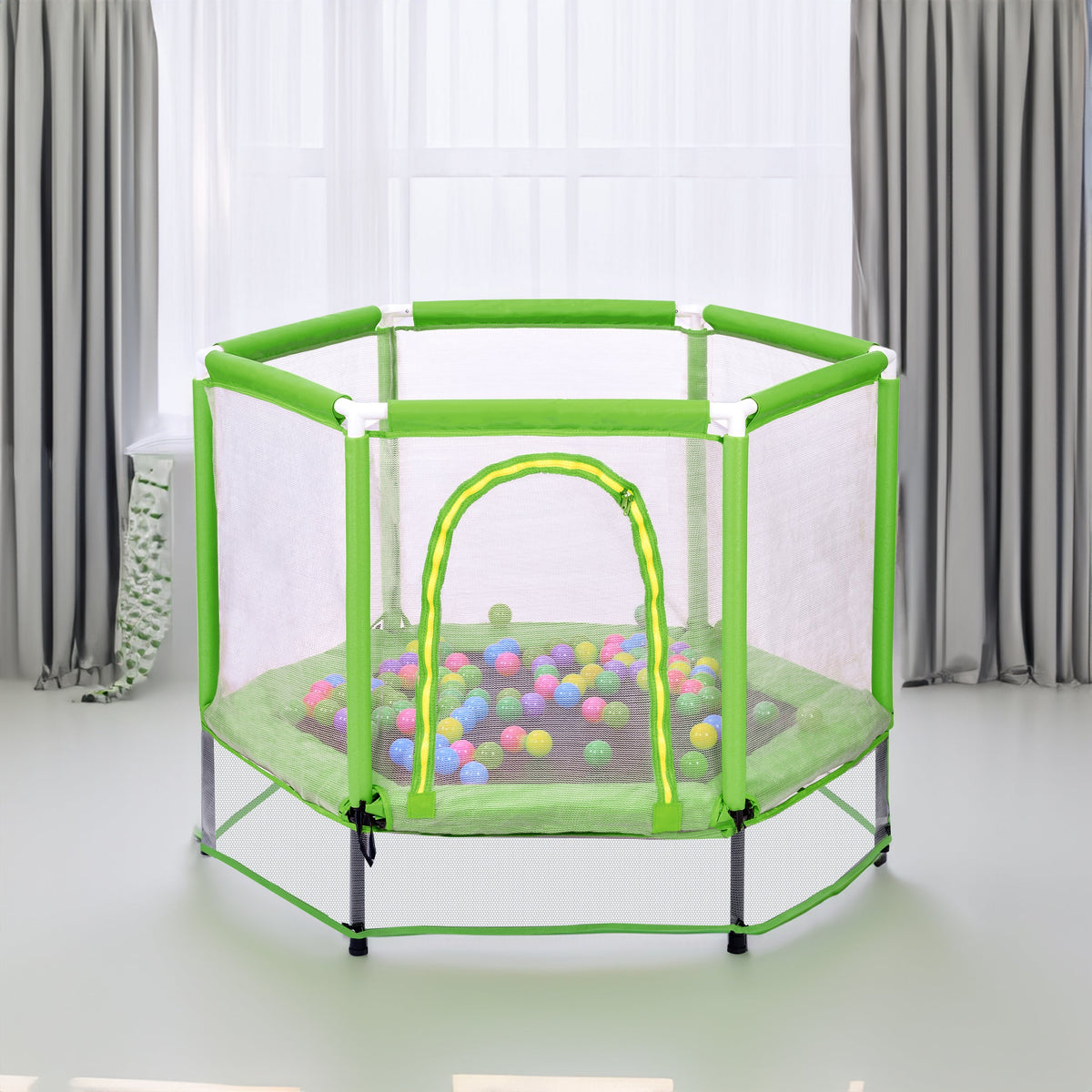 55-Inch Kids' Trampoline with Safety Enclosure | Green