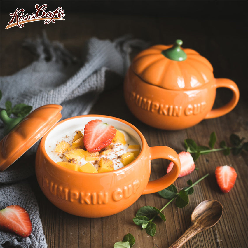 Pumpkin Ceramic Mug with Lid