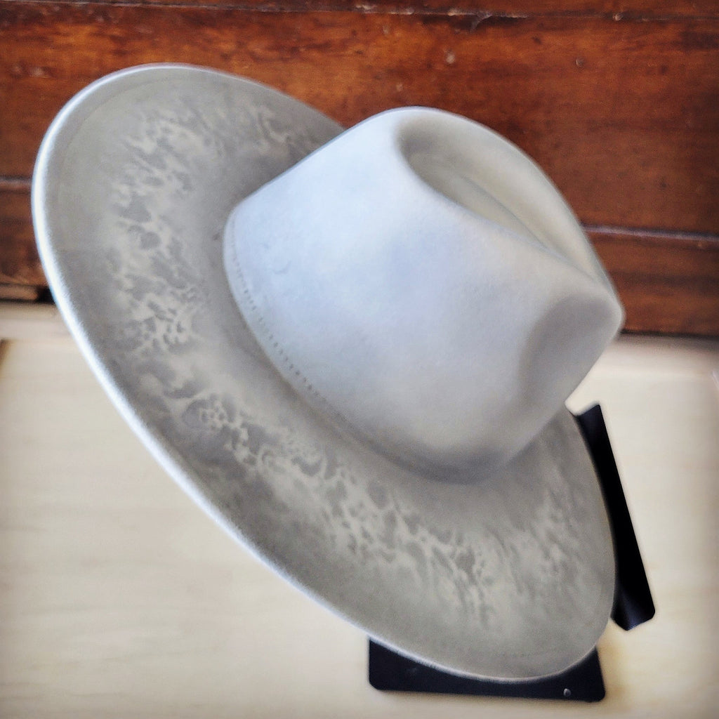 Hand-Painted Python Boho Western Cowgirl Hat Only- Silver 987a