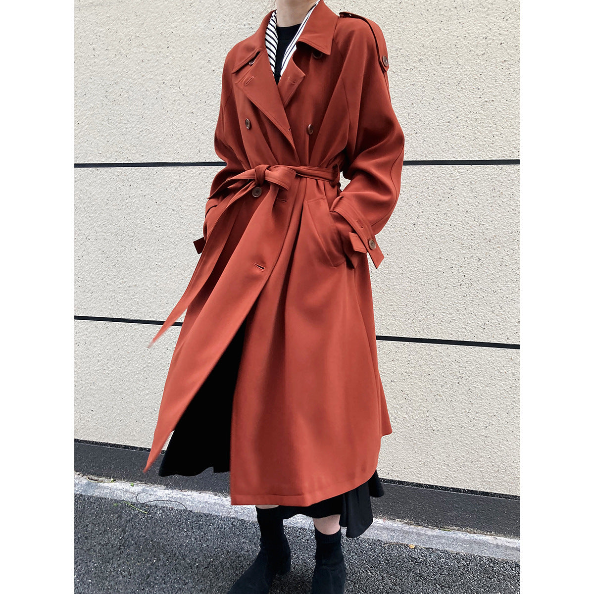 Loose mid to long over the knee trench coat for women