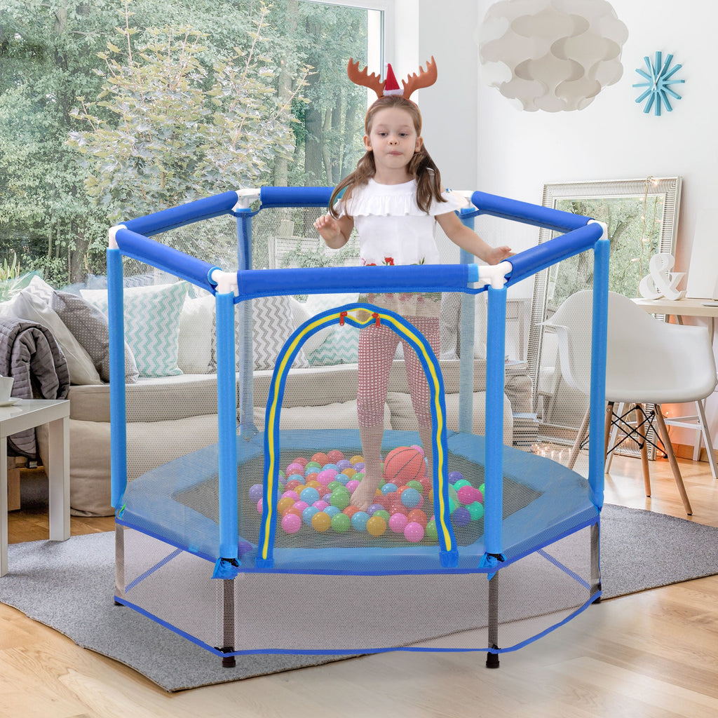 55-Inch Kids' Trampoline with Safety Enclosure | Blue